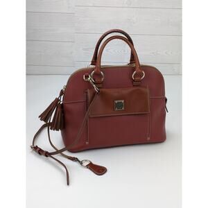 Dooney & Bourke Aubrey Satchel Bag Red Terra Cotta Pockets Tassels Key Chain